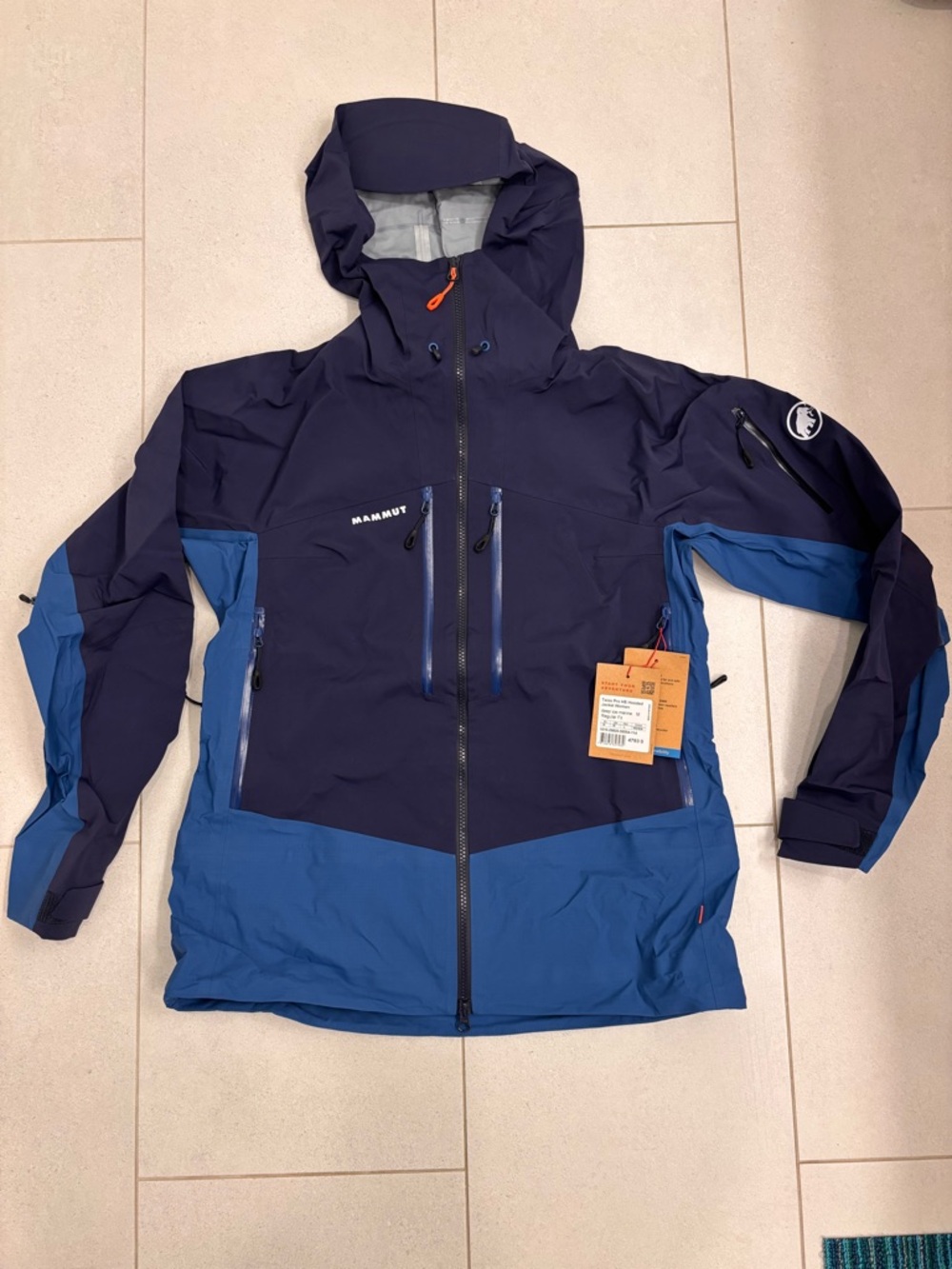 Mammut Women’s Taiss Pro HS Two-Tone Blue Waterproof Hooded Jacket NWT